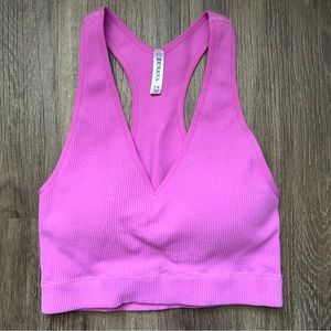 Zenana Outfitters Pink Ribbed Sports Bra